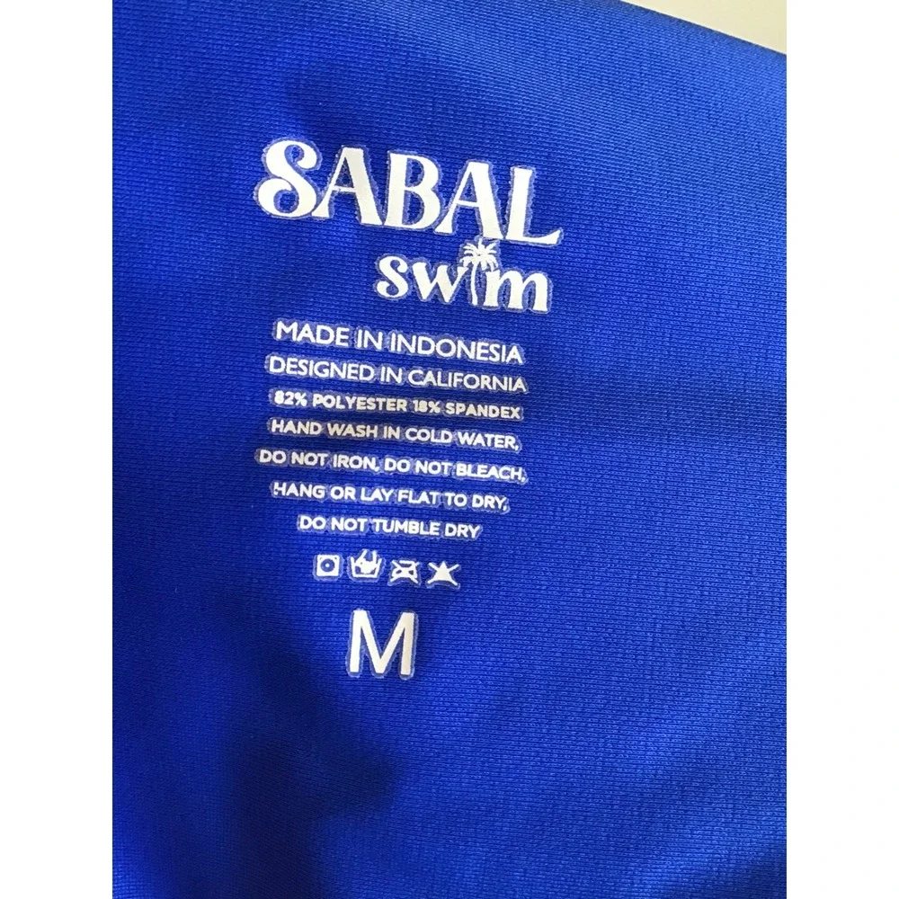 Sabal Swim Women's Mediterranean Blue Ribbed Palm Beach Bottom Bikini Size M NWT